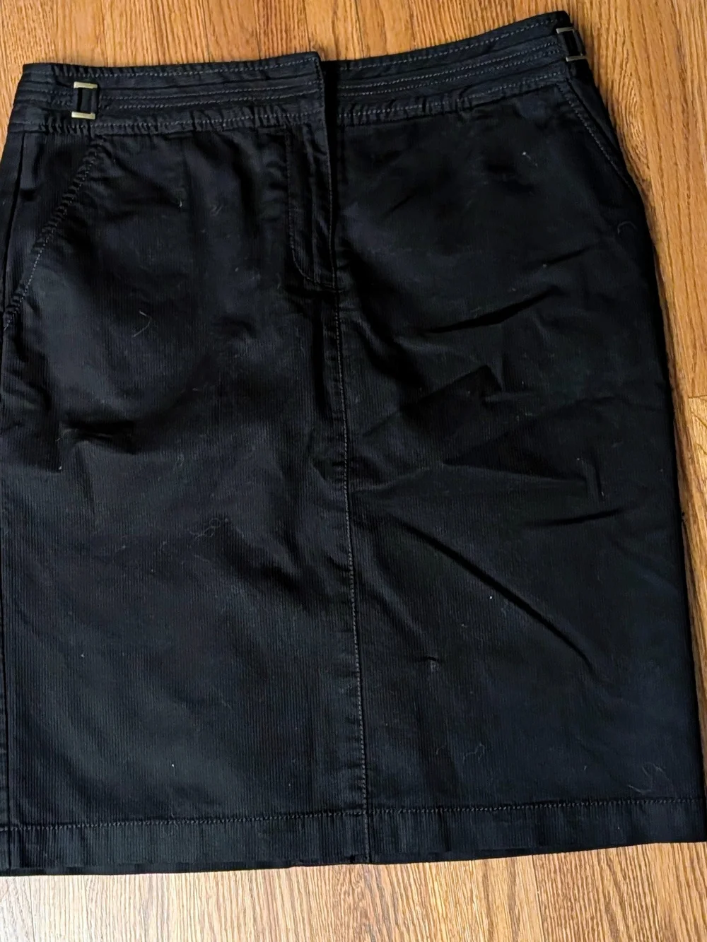 Think Tank 2008 Side-Tab Black Cotton Stretch Straight Cargo Midi Skirt Size 10